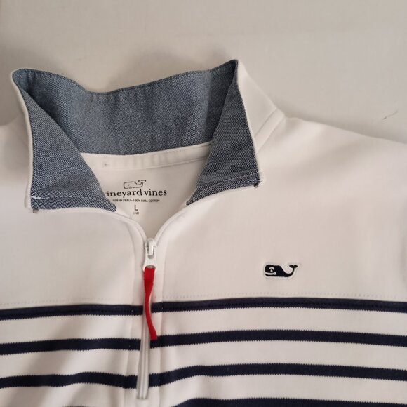 Vineyard Vines 1/4 Zip Stripe Pullover Girls L 16 - Picture 4 of 15